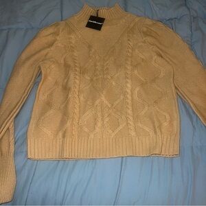 Abercrombie & Fitch Cream Cable Knit Turtleneck Sweater